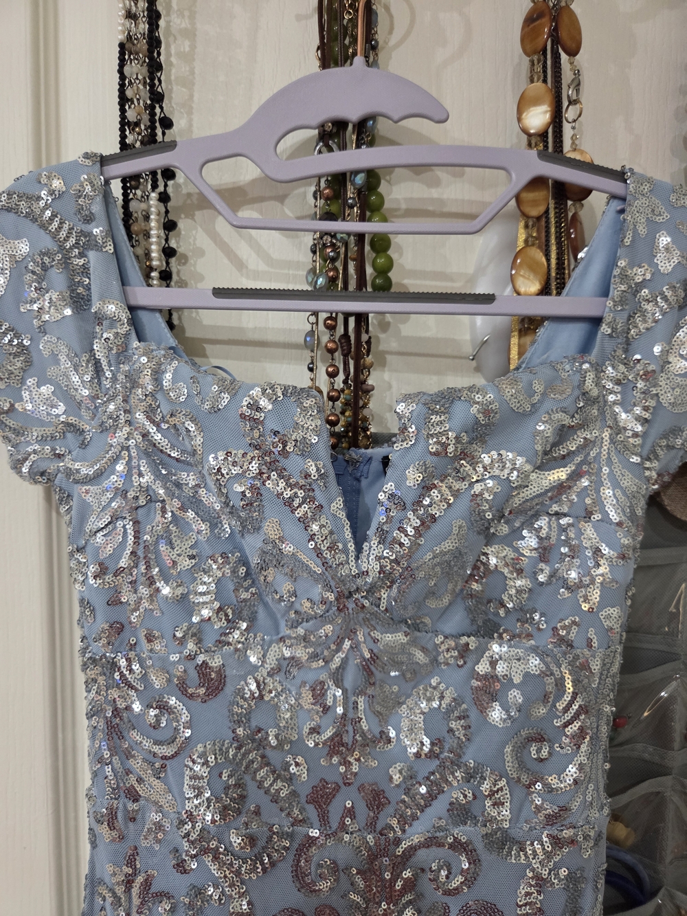 Light Blue Sequin Embellished Party Prom Dress Size 0